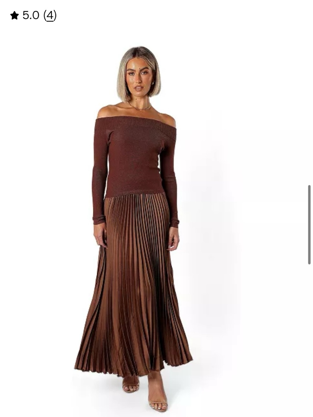 Petal & Pup Slate Off Shoulder Pleated Midi in Small